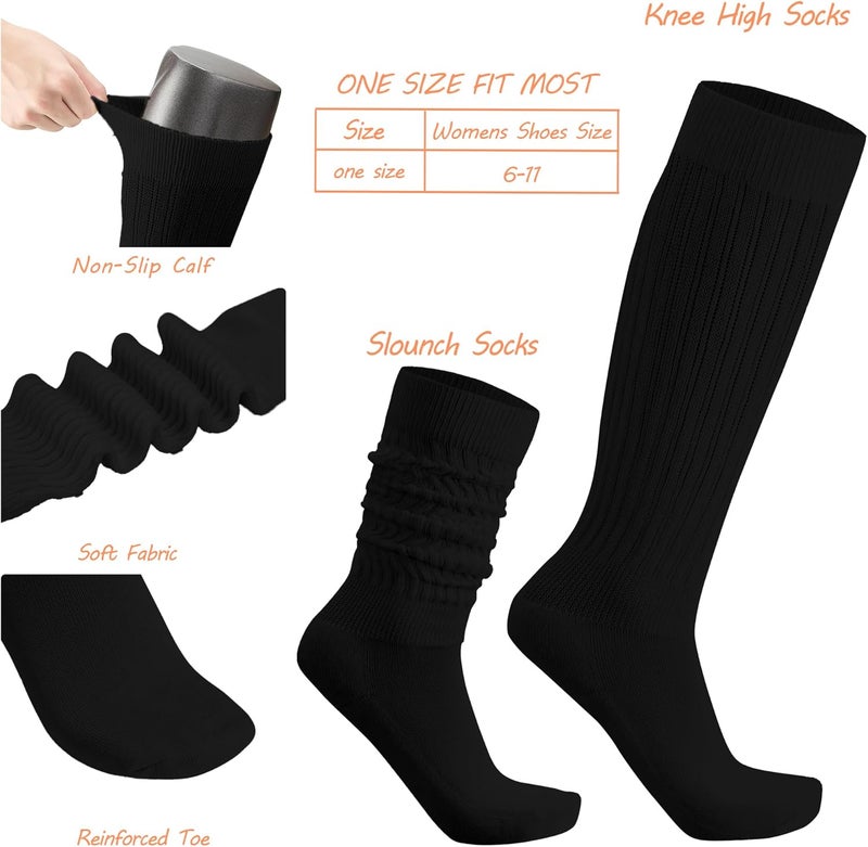 AugRing Store Womens Slouch Scrunch Socks Retro Knee High Soft Stack Chunky Cozy Boot Socks For Women Size 6-11 - Image 4